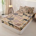 thumbnail image 2 of Erosebridal Rustic Camo Pattern Zipper Full Size Comforter Sets with Fitted Sheet and 2 Pillowcases,Deer Silhouette Print Zipper Bedding Set,Tan Brown Grey,Black Reversible, 2 of 6