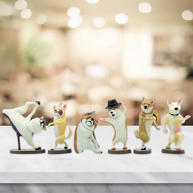 de 6 piezas de mini de perro, de de de PVC , juguete de animales de mascota pintados , decoración de , Baile