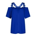 thumbnail image 5 of Kopltyrfg Womens Sexy Cold Shoulder Tops, Casual Off Shoulder Open Shoulder Shirts Blue 2XL, 5 of 6