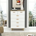 thumbnail image 3 of Wood Dressers for Bedroom,Tall Dressers for Bedroom,Boho Dresser,Wooden Dresser,Farmhouse Dresser,6 Drawer Dresser for Bedroom,White, 3 of 5