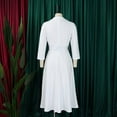 thumbnail image 6 of Women's Plus Size Fall Lapel Fashion Temperament Pleated Dress Workwear Dresses, 6 of 8