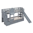 thumbnail image 3 of Bellemave Kids Castle Bunk Bed with Storage Drawers, Shelf, Slide and Safety Guardrail, Twin Over Twin Bunk Bed with Stairs, Castle Bunk Bed/Playhouse Bed for Girls, Boys, Kids (Gray), 3 of 9