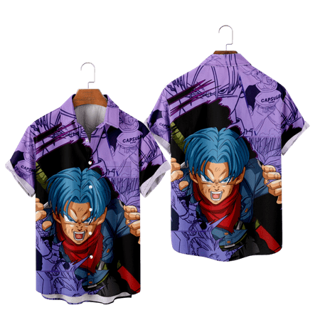 

Anime Dragon Ball Pajama Shirts For Men Men Casual Summer Christmas Polyester Lightweight Party Short Sleeve Shawl Collar Regular Shirts(Child-140 #55)