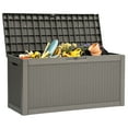 thumbnail image 4 of Dextrus 60 Gallon Outdoor Resin Deck Box,Weatherproof&Lockable Rattan Storage Box with Handles for Garden Patio,Light Brown, 4 of 10