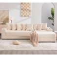 thumbnail image 2 of Sleeper Sofa Bed King, Corduroy Modular L Shaped Sofa, Oversized Reversible Chaise Lounge, Modern Sectional Couch with Ottoman, Cup Holder, Side Pocket, 8 Pillows, for Living Room, Beige, 2 of 9