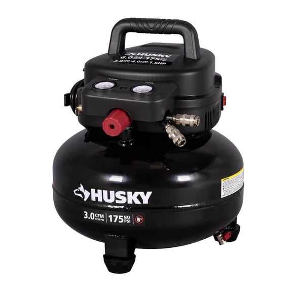 6 Gal. 175 PSI Electric Oil-Free High Performance Jobsite Pancake Air Compressor with Dual Gauges and 2-Quick Couplers