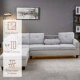 thumbnail image 3 of L Shaped Sectional Couch, Modern Nailhead Lounge Sofa, Modular Sectional Sofa with Reversible Cup Holder,4-Seat Linen Sectional Sofa Sets, Modern Living Room Furniture Sets,Grey White, 3 of 7