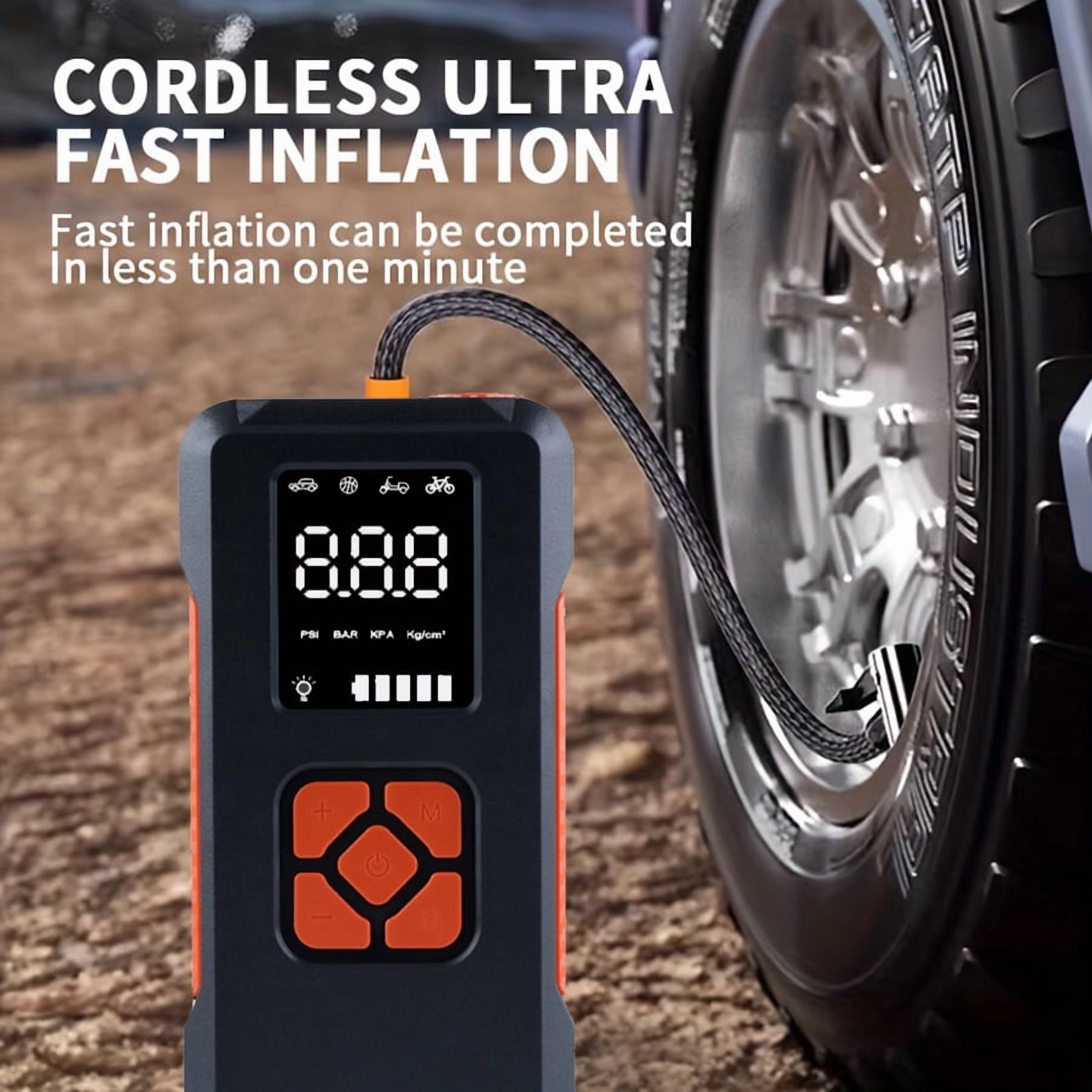Portable car starter with air pump, 4000A peak 12V car battery starting power supply