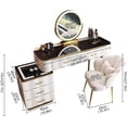 thumbnail image 6 of Luxury Makeup Vanity Desk with Wireless Charging Station and Bluetooth Speaker, Dressing Table with Tempered Glass Desktop, Vanity Set with 5 Drawers, Side Cabinet, Chair, 6 of 7