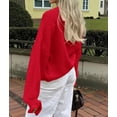 thumbnail image 5 of Suéter PRETTYGARDEN 2025 tejido grueso con volantes, corto, rojo, talla M, 5 of 5