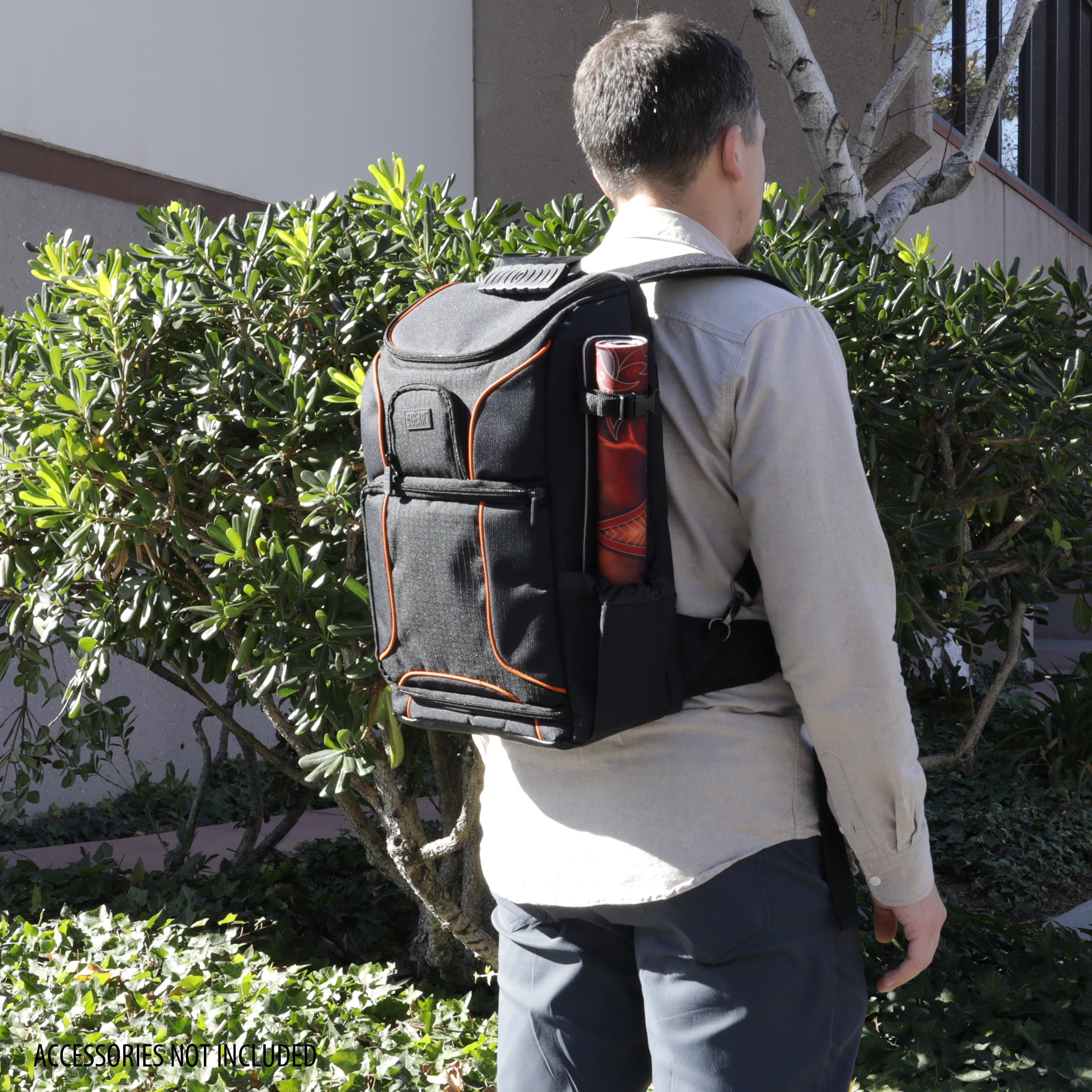 USA Gear MTG Backpack Compatible with Magic the Gathering, Playmat, Customizable Interior (Orange)