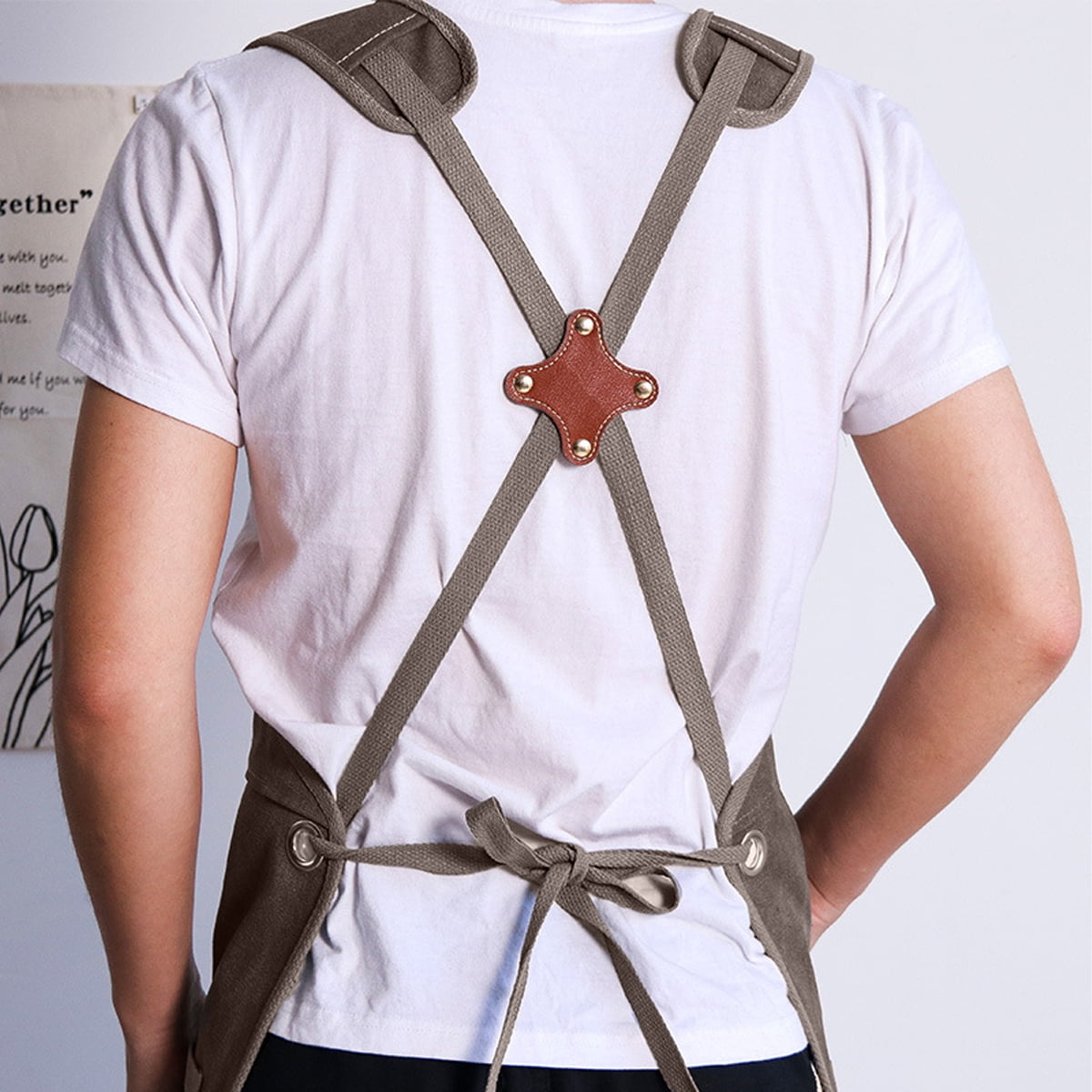 Woodworking Apron, Heavy Duty Canvas Working Tool Apron with Pockets, Adjustable Strap Aprons for Women, Men
