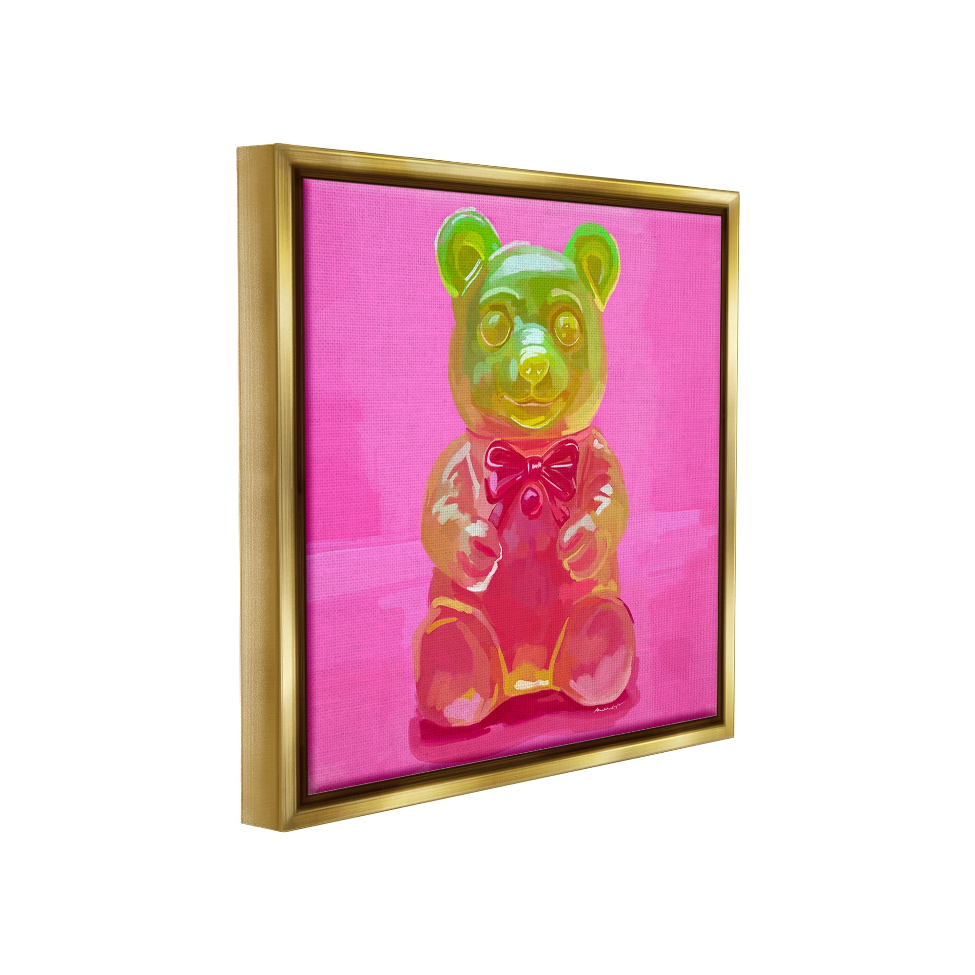 Stupell Industries Bold Candy Bear Food & Beverage Painting Gold Floater Framed Canvas Art Print Wall Art, 18 x 18