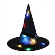Lavinya Halloween Hanging Glowing Witch Hats Colorful Outdoor LED Light up Props Decorations Waterproof Wearable (Black)