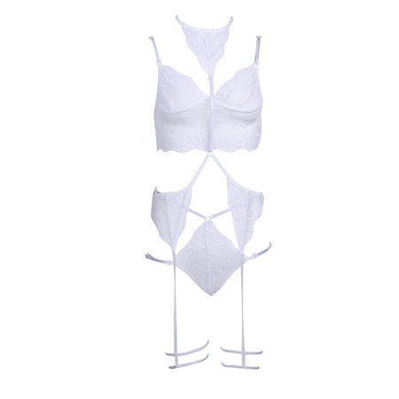 

Binpure 3 Pcs Lady s Lingerie Set Lace Bra High-waist Panties Garters Belt