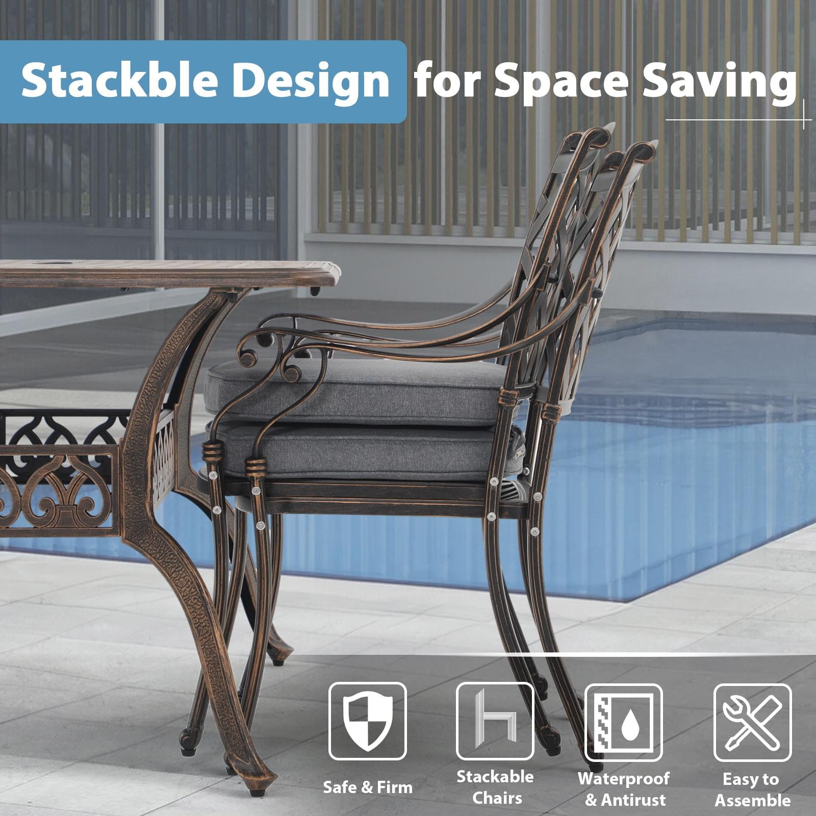 cast aluminum stackable patio chairs
