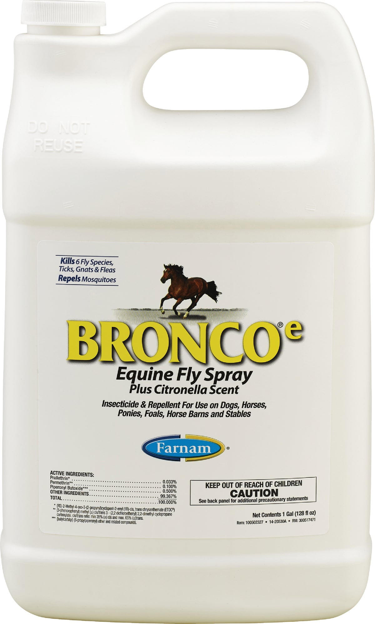 Farnam Broncoe Water Based Fly Spray for Horses Dogs and Premises 128 Ounces