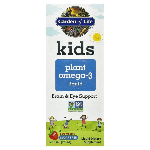 Garden of Life Kids Plant Omega-3 Liquid, Strawberry, 2 fl oz (57.5 ml)