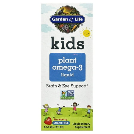 Garden of Life Kids Plant Omega-3 Liquid, Strawberry, 2 fl oz (57.5 ml)