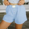 thumbnail image 2 of Women's Cute Plaid Print Pajama Shorts - Soft, Button Front, Polyester/Spandex, for Sleep & More, Multiple Sizes, 2 of 5