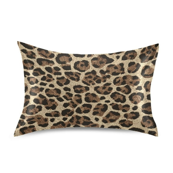 Iauyy 20x26in Silk-Smooth Satin Pillowcase, Gentle on Hair and Skin, Luxuriously Soft Pillowcase with Envelope Closure, Wrinkle Fade Brown Leopard Print