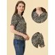 thumbnail image 2 of INSPIRE CHIC Blusa De Manga Corta Con Volantes Y Cuello Peter Pan Floral Para Mujer Negro S, 2 of 4