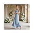 thumbnail image 6 of BLISSFUL STEP Peep Toe Flower Rhines Slingback Clear Block Heels Sandals for Women Light Blue 9.5, 6 of 6