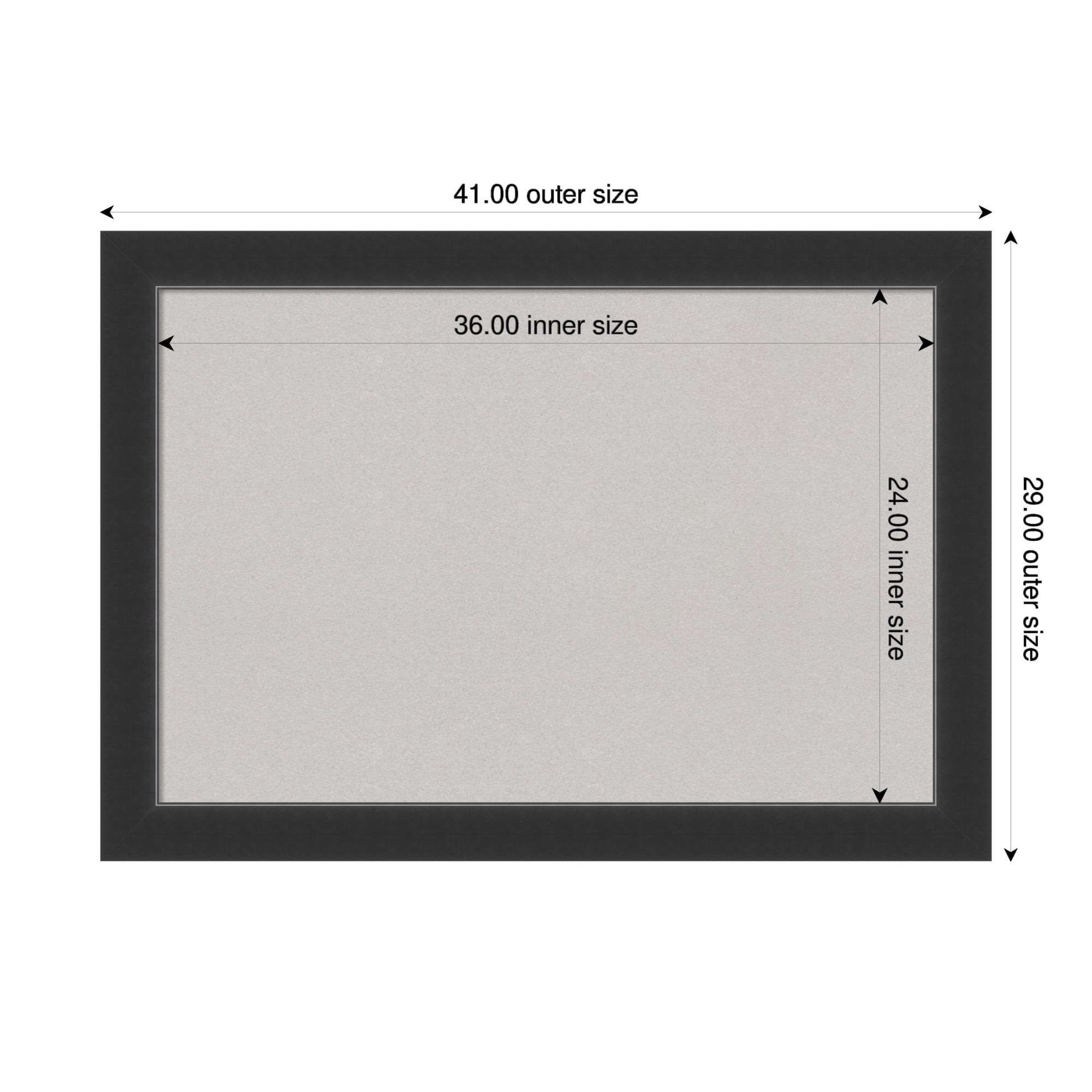 Amanti Art Grey Cork Board Wood Framed Corvino Black Bulletin Board 41 in. x 29 in.