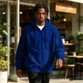 thumbnail image 6 of Mens Fleece Hoodie Full Zip Hooded Sweatshirt Big and Tall Long Sleeve Oversized Solid Color Casual Jacket Front Pockets, 6 of 9