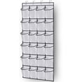 thumbnail image 1 of Zapatero organizador para colgar sobre la puerta, con 24 bolsillos grandes de malla para mantener la puerta del armario ordenada y con perchero (blanco), 1 of 5