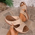 thumbnail image 2 of CYMMPU Women's Hollow Rivet Wedge Slide Sandals, Open Toe Cutout Platform Slip On Slippers, Casual Summer Daily Walking Shoes Beige 41, 2 of 9
