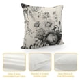 thumbnail image 4 of COMIO UPOOS Throw Pillow Cover Floral Vintage with Victorian Bouquet of Black Flowers on White Garden Roses Tulips Delphinium Petunia Decorative Pillow Case Home Decor Square  Pillowcase, 4 of 5