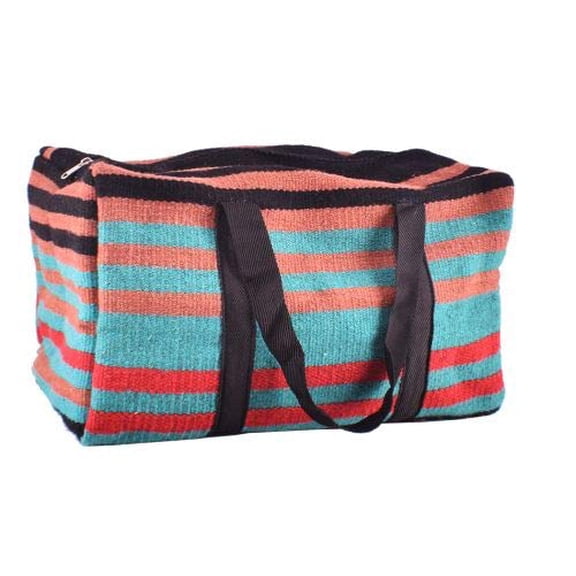 Showman Brown, Teal & Red 100% Wool Serape Saddle Blanket Duffel Bag