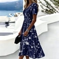 thumbnail image 5 of Maxi Dresses for Women Crossover Wrap V Neck Short Sleeve Summer Dress Elastic High Waist A-Line Casual Party Work Dress, 5 of 7