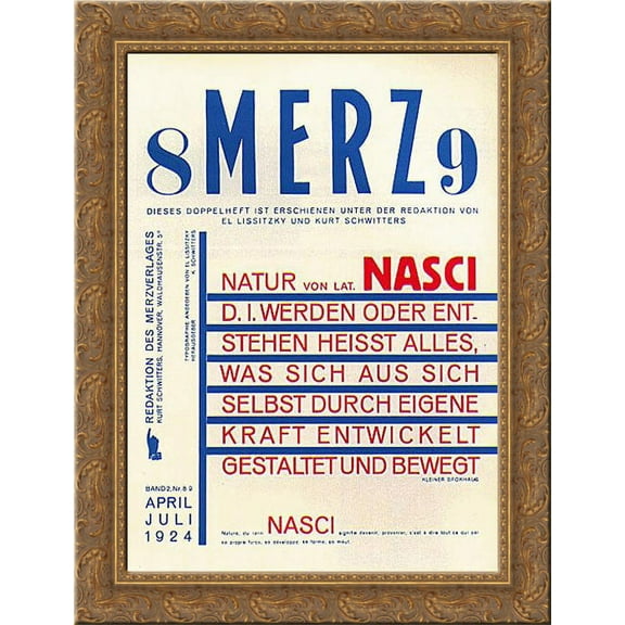 Merz' Magazine Layout 24x18 Gold Ornate Wood Framed Canvas Art by El Lissitzky