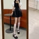 thumbnail image 5 of Vestido mini de corte A, vestido mini negro para mujer, vestido mini negro, vestido mini con mangas abullonadas, el mejor de su clase, 5 of 9