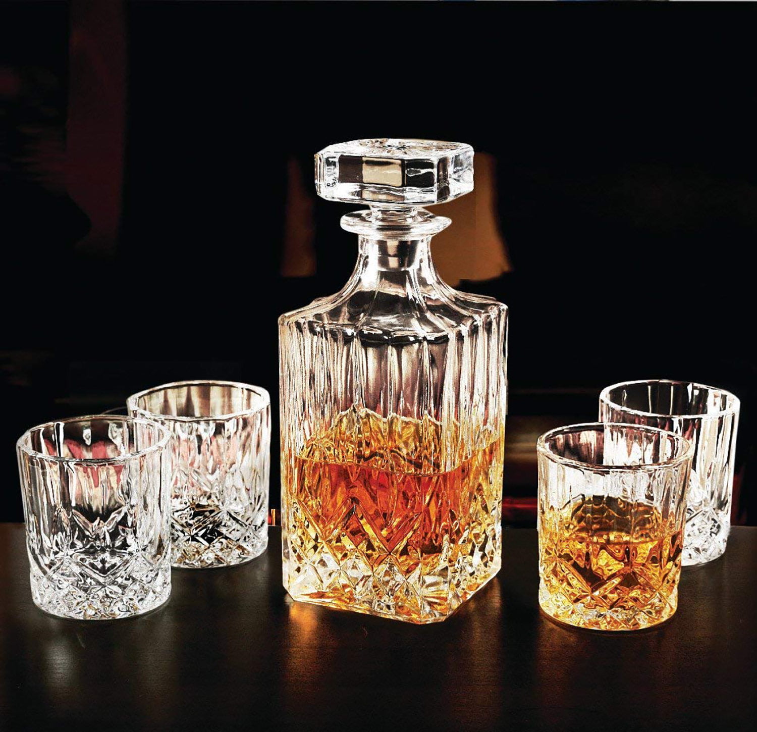 Circleware Wellfort 5-Piece Decanter Set with Whiskey Glasses 