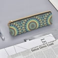 thumbnail image 3 of Rocae Round Mandala1 for Leather Pencil Case - Zippered Pen Case Stationery Bag Zipper Pouch Pencil Holder For Men Women Businessmen And Artists, 3 of 5