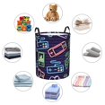 thumbnail image 2 of DouZhe Waterproof Collapsible Large Laundry Baskets, Neon Style Video Game Controls Prints Circular Hamper with Handles, 2 of 7