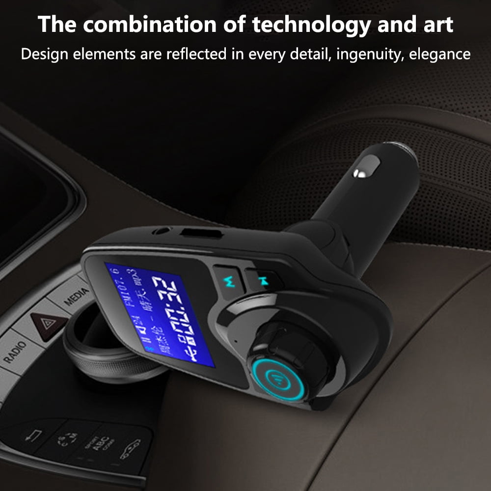 Xelparuc Bluetooth Car Fm Transmitter Audio Adapter Receiver Wireless Hands Free Car Kit With 1 44 Inch Display Black Walmart Com