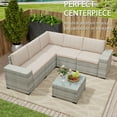 thumbnail image 6 of Wallowsun 6-Piece Modular Sectional Sofa Set - Outdoor Patio Furniture Set with Thick Cushions & Double-Sided Coffee Table for Garden Patio and Lawn (khaki), 6 of 6