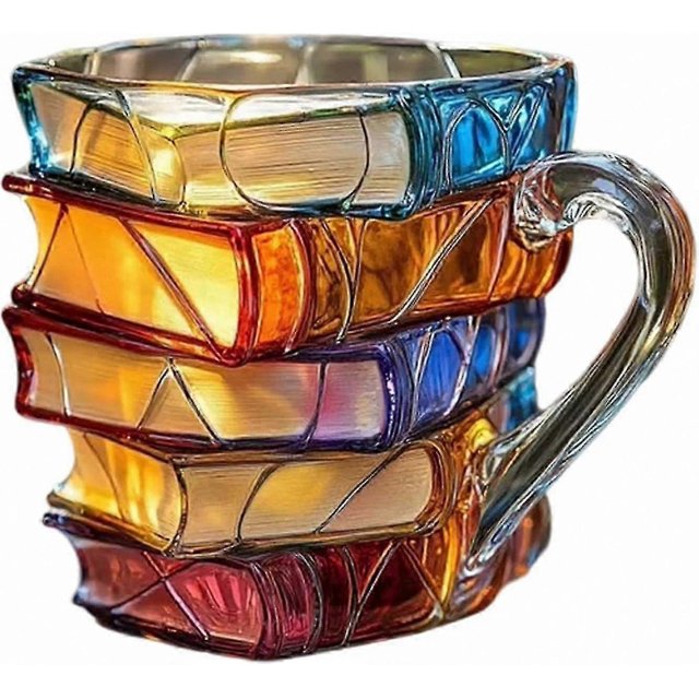 3D Painted Book Mug - Novelty Glass Cup for Hot & Cold Drinks, Ideal Gift for Book Enthusiasts & Readers