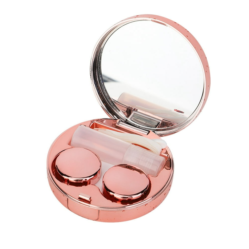 Kritne Portable Round Reflective Contact Lenses Storage Box Case