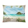 ZKGK Tropical Beach Paradise Summer Palm Tree Pillowcase Standard Size 20 x 30 Inches Two Side,Tropical Beach Palm Blue Sky Sea Ocean Pillow Cases Cover Set Pet Shams Decorative
