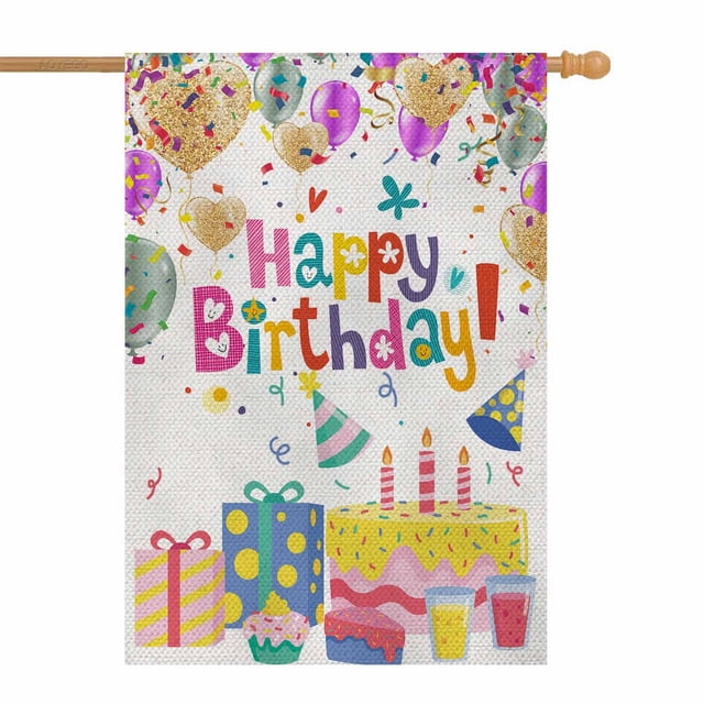 House Flag AOYEGO Happy Birthday, 71 x 102 cm, poliéster, arpillera