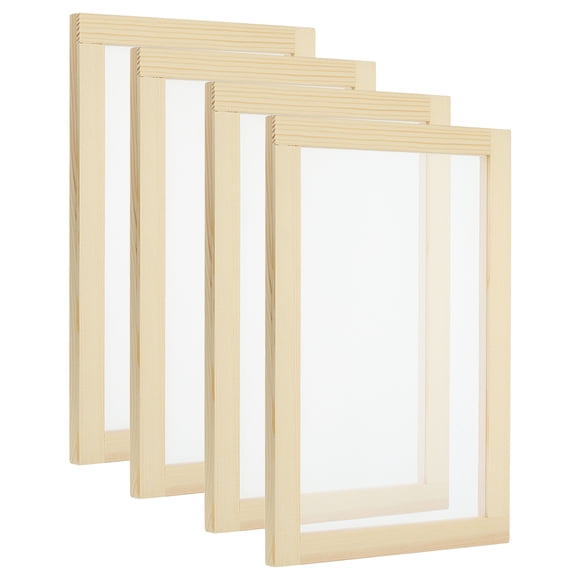 Uxcell 11.8"x7.9" Pantalla de fabricación de papel de madera, marco de molde para fabricación de papel, color natural, paquete de 4