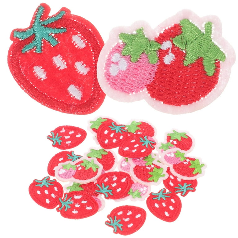 20pcs Iron on Patches Strawberry Patches for Clothing Embroidered Patches Clothing Accessories, Size: 2.7x2.3cm