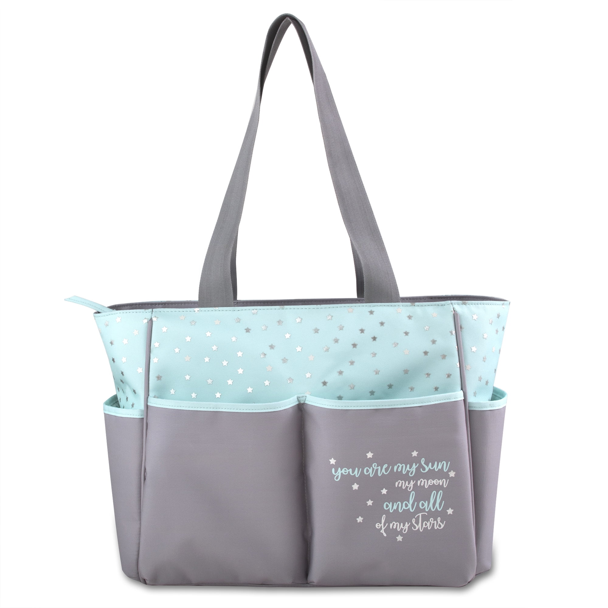 Baby Essentials Stars 5-Piece Diaper Bag Set Color: green/gray Size: one size