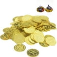 thumbnail image 2 of Falleo Clearance 100Pcs Gold Coins Plastic Game Coins Gold Treasure Coins Halloween Party Props, 2 of 4