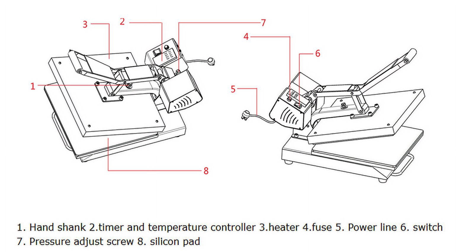INTBUYING Flat Heat Press Machine,with Transfer Paper Inks T-shirt Start-up Kit for DIY T-shirt Transfer